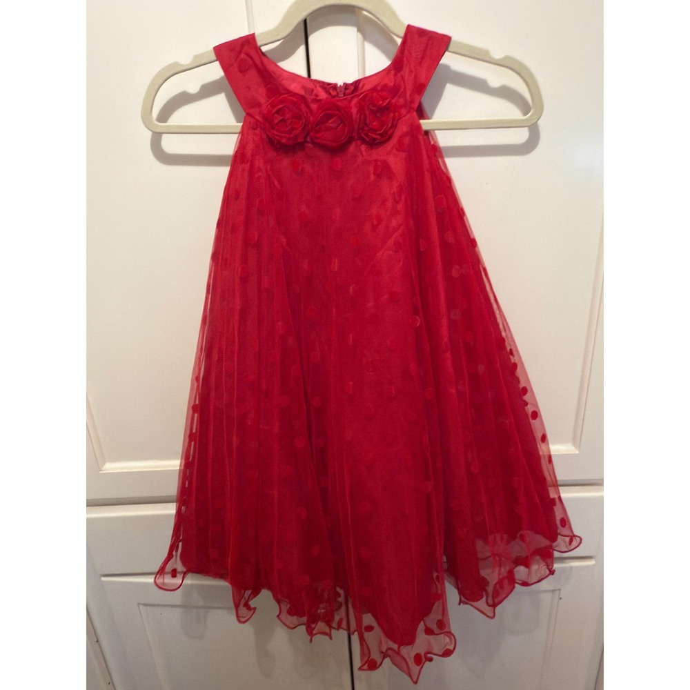 Bonnie Jean Red Polka Dot Flower Girl Party Dress‎ Size 6